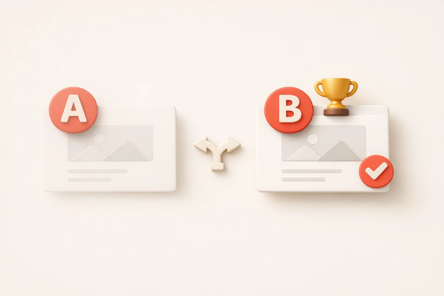 Two banner variants labelled A and B, with B holding a trophy
